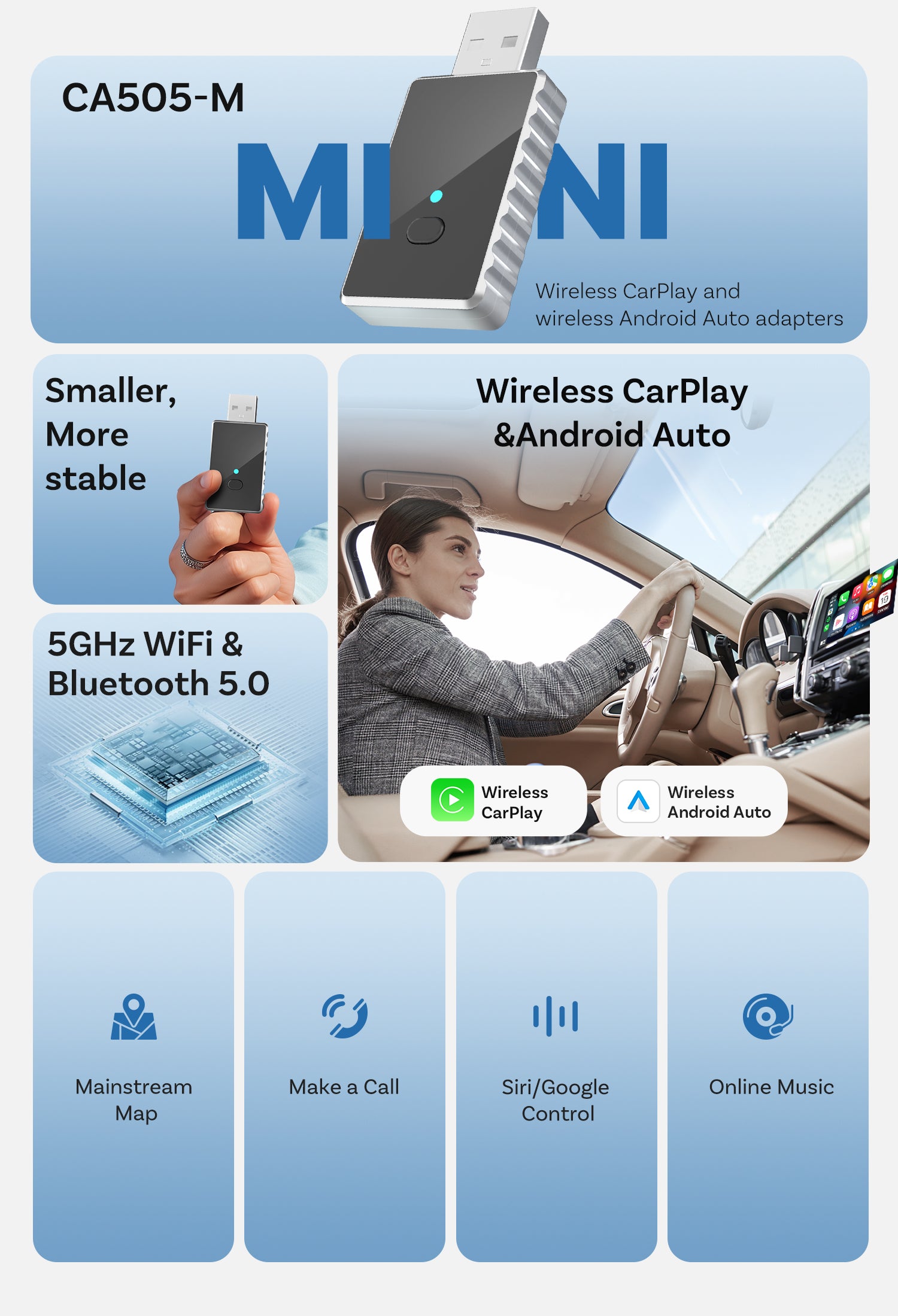 MICRO CP Wireless CarPlay adapter stick  for iPhone iOS 10+