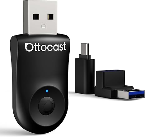 OTTOCAST Mini 2in1 Wireless Carplay Adapter for Apple iPhone with GPS Passthrough, Android Auto Car Adapter, Plug & Play