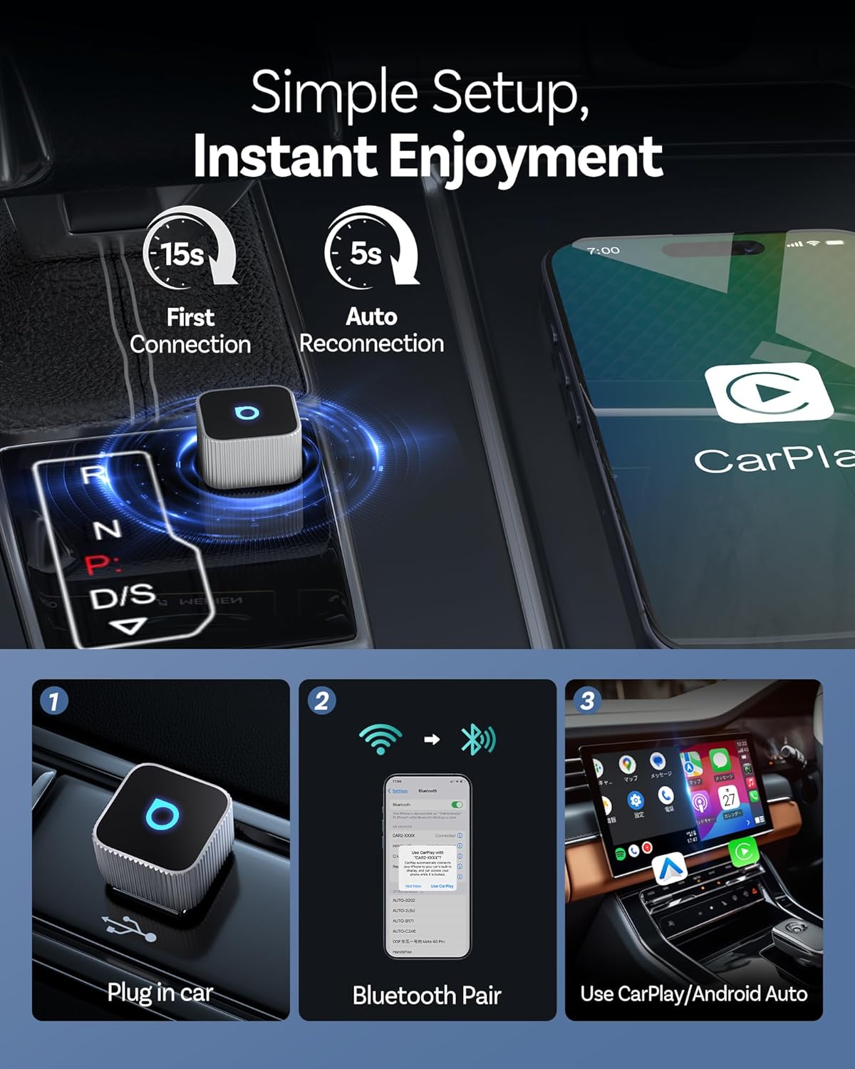 Ottocast Mini Cube 3.0 – Wireless CarPlay & Android Auto Adapter
