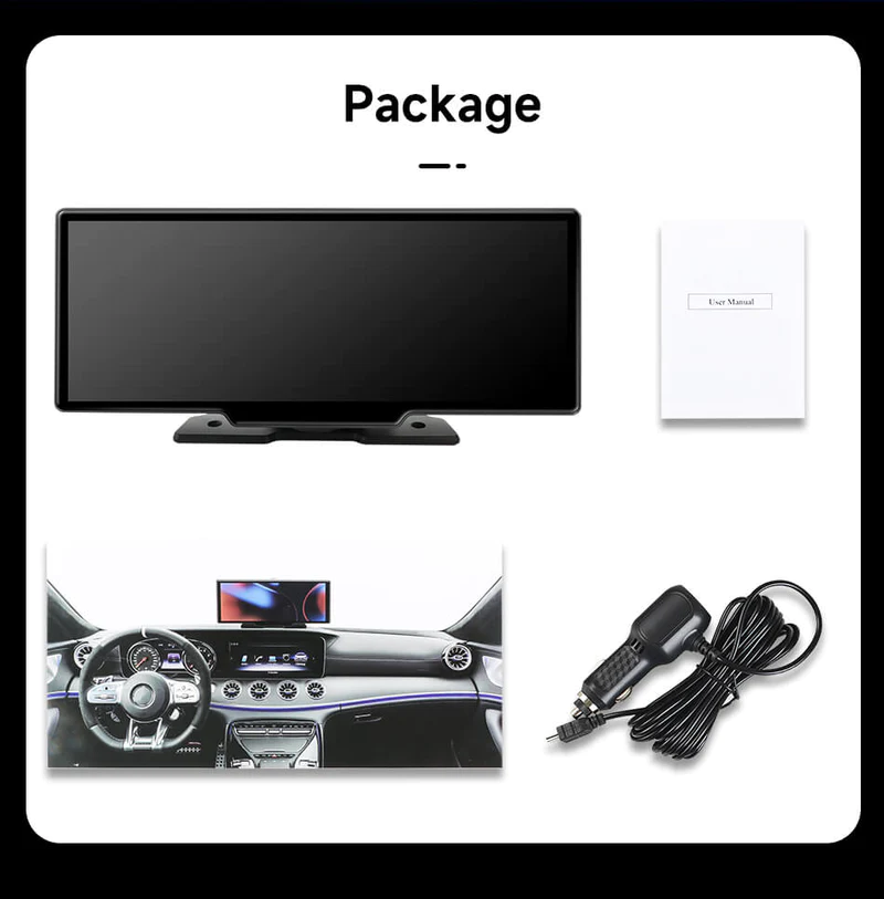 Smart World Carplay4all 10-Inch Wireless CarPlay and Android Auto Retrofit Display any Car App2car Display with GPS and front and reverse rear camera