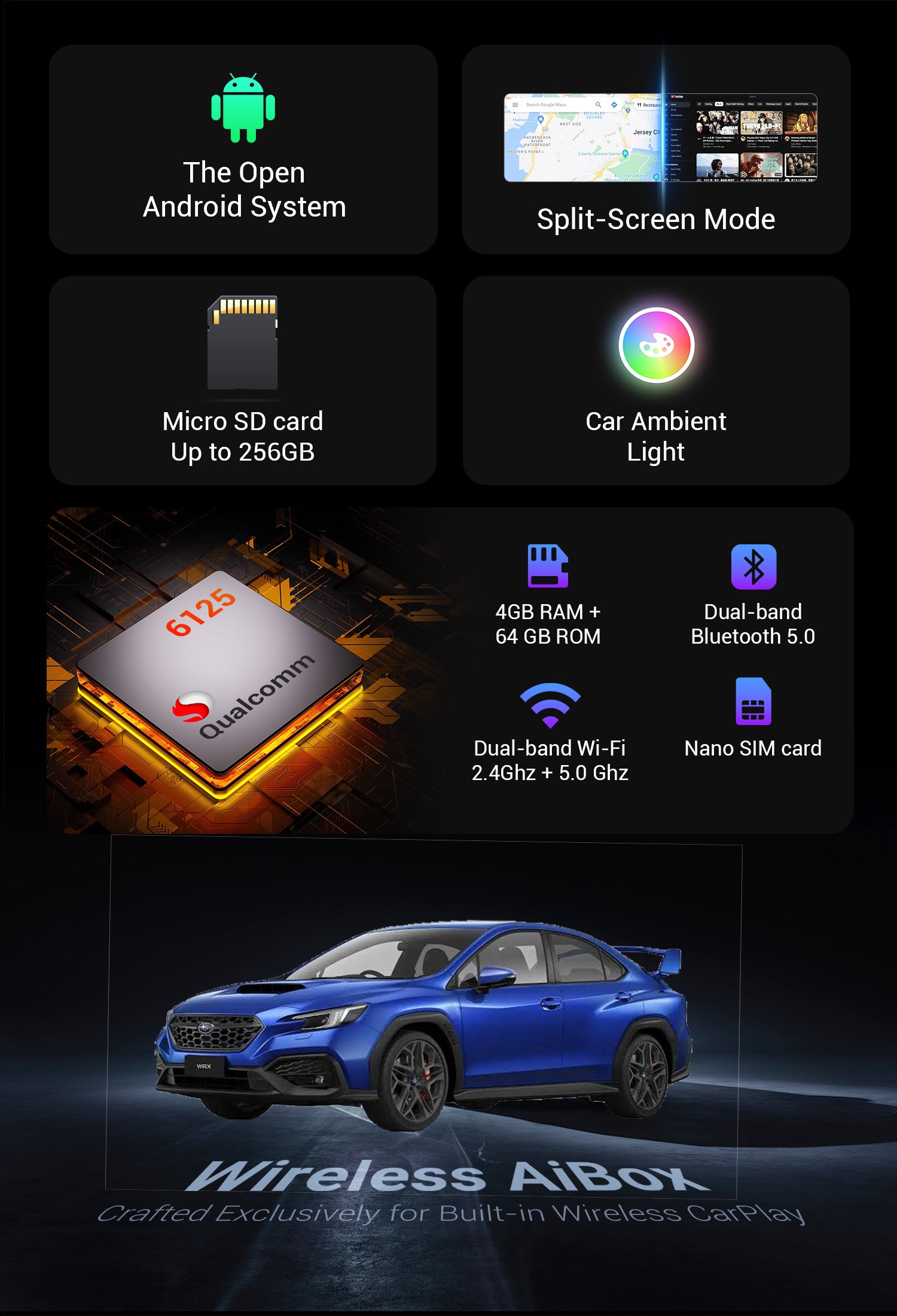 App2Car WS - AI Box for Cars with  Wireless CarPlay, Upgrade to multimedia streaming Netflix YouTube and more
