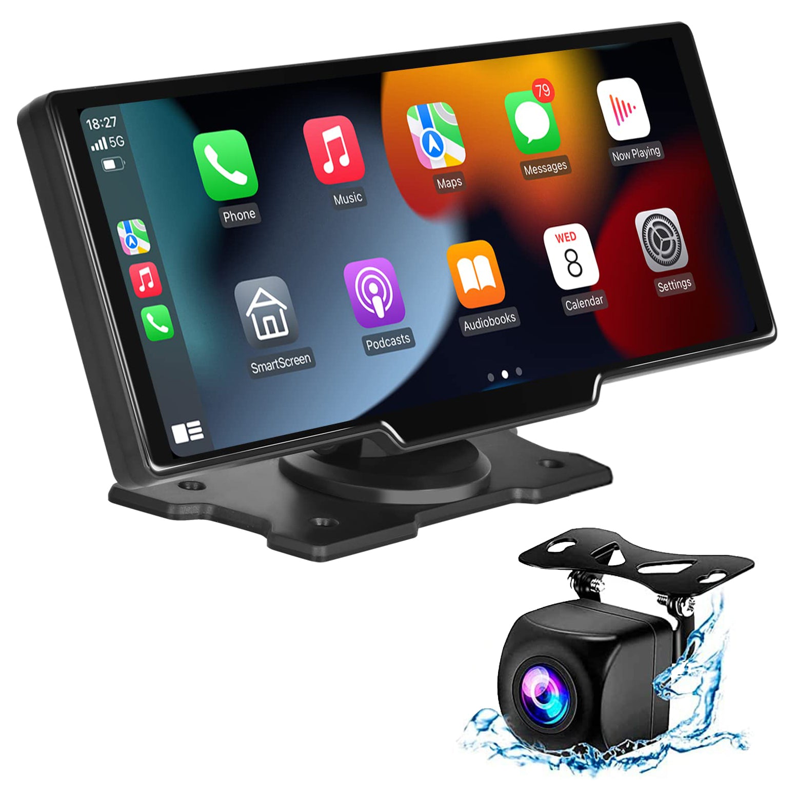 Smart World Carplay4all 10-Inch Wireless CarPlay and Android Auto Retrofit Display any Car App2car Display with GPS and front and reverse rear camera