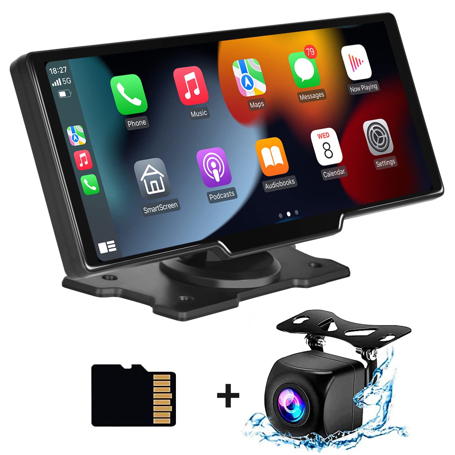 Smart World Carplay4all 10-Inch Wireless CarPlay and Android Auto Retrofit Display any Car App2car Display with GPS and front and reverse rear camera