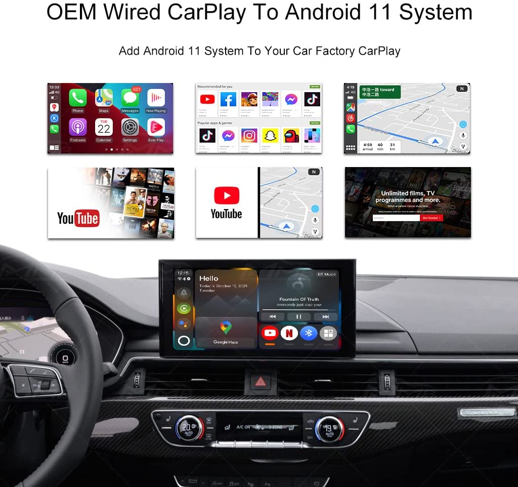 App2Car Smartworld MMB11 Multimedia Adapter for Wireless Carplay and Android Auto - Use Any App on Your Car's Head Unit