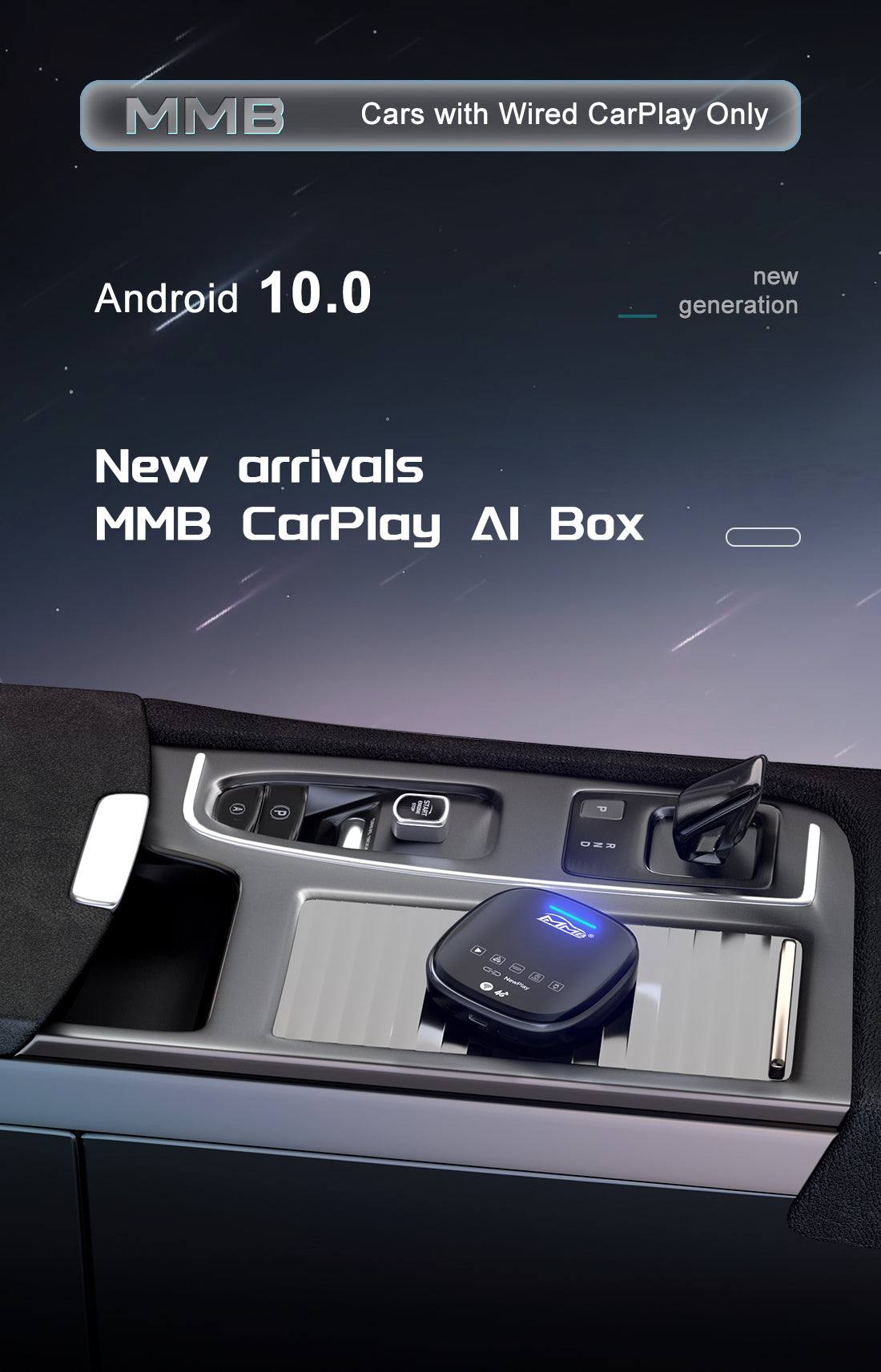 App2Car MMB MAX Multimedia Adapter for Wireless Carplay and Android Auto Android 10.0 with SIM card Slot