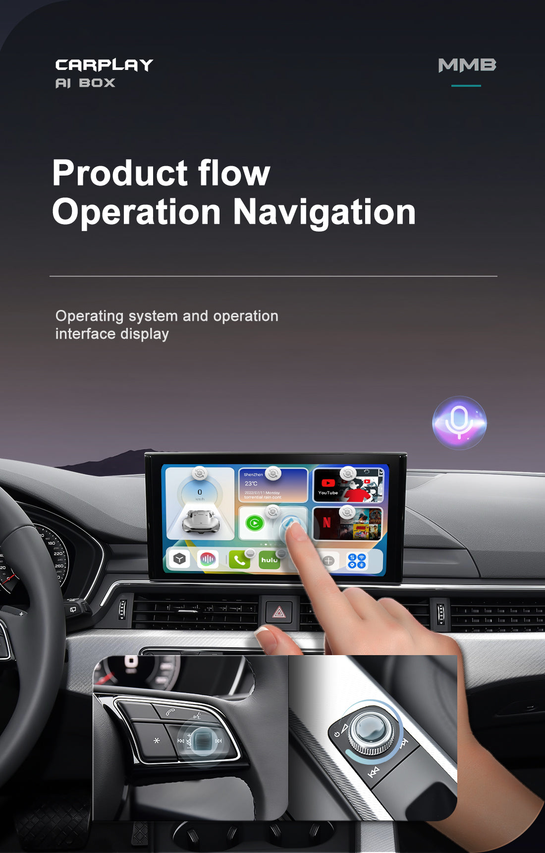 App2Car MMB MAX Multimedia Adapter for Wireless Carplay and Android Auto Android 10.0 with SIM card Slot