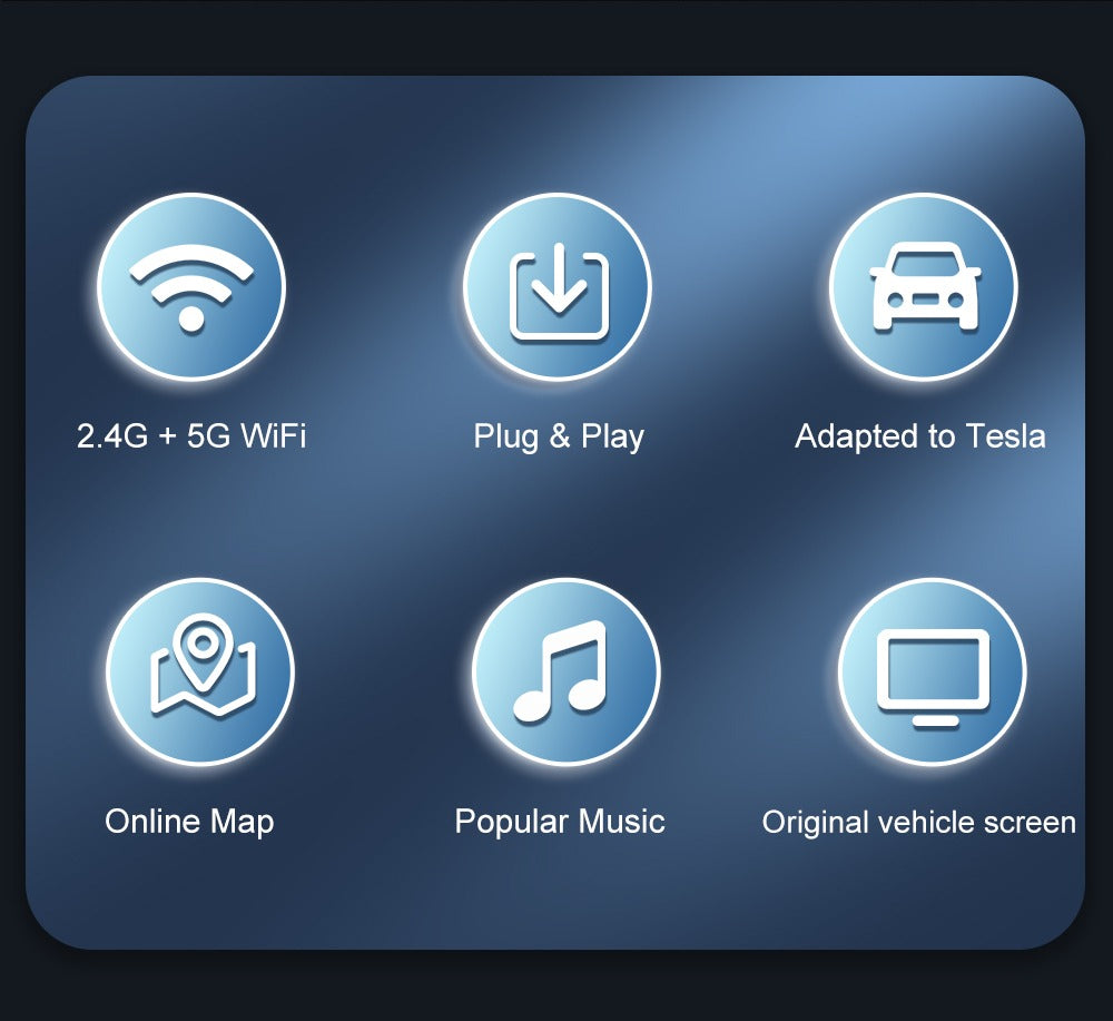 CP-AA-T Wireless CarPlay and Android Auto Upgrade for Tesla with Hands-Free Siri Control, More Navigation and Music Apps