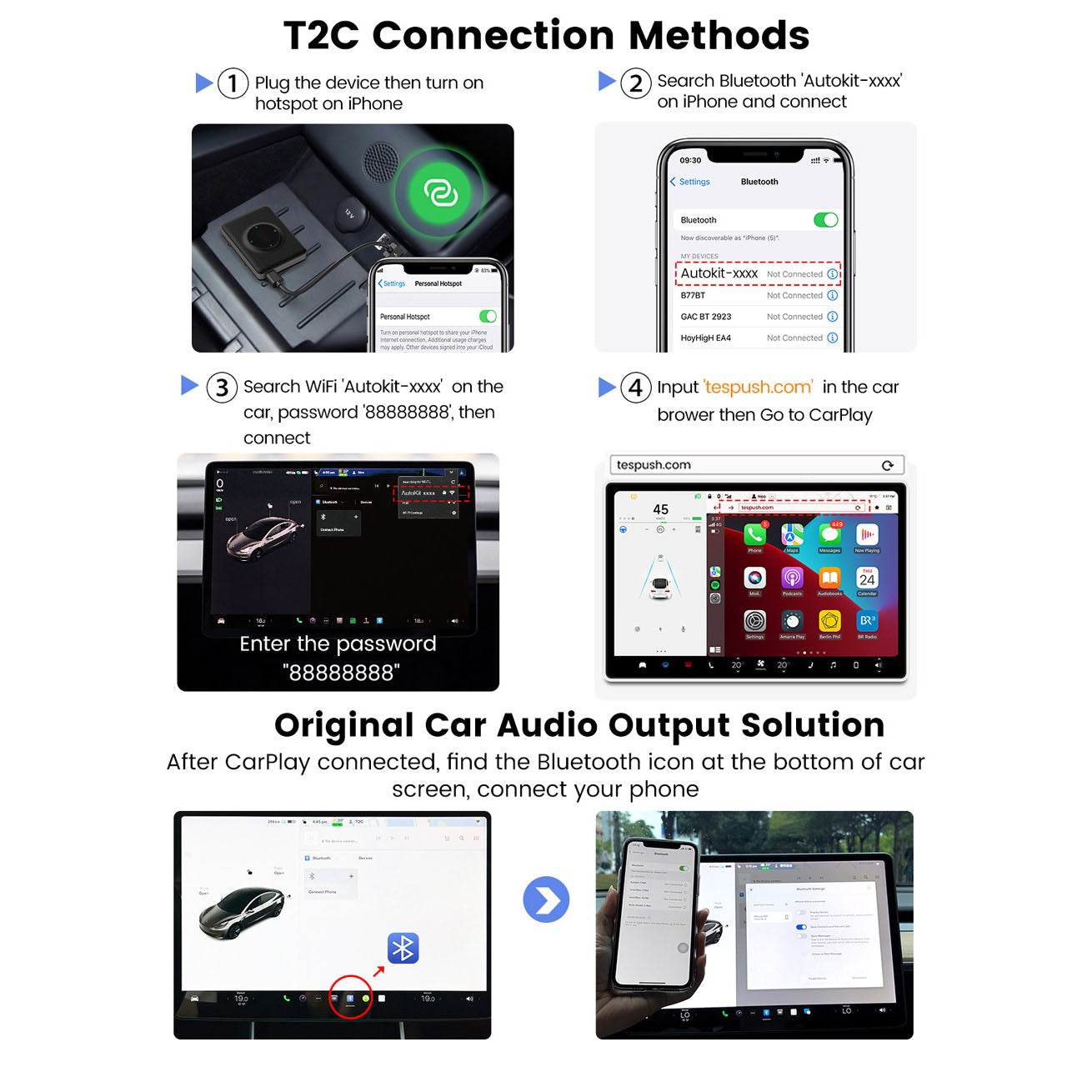 CP-AA-T Wireless CarPlay and Android Auto Upgrade for Tesla with Hands-Free Siri Control, More Navigation and Music Apps
