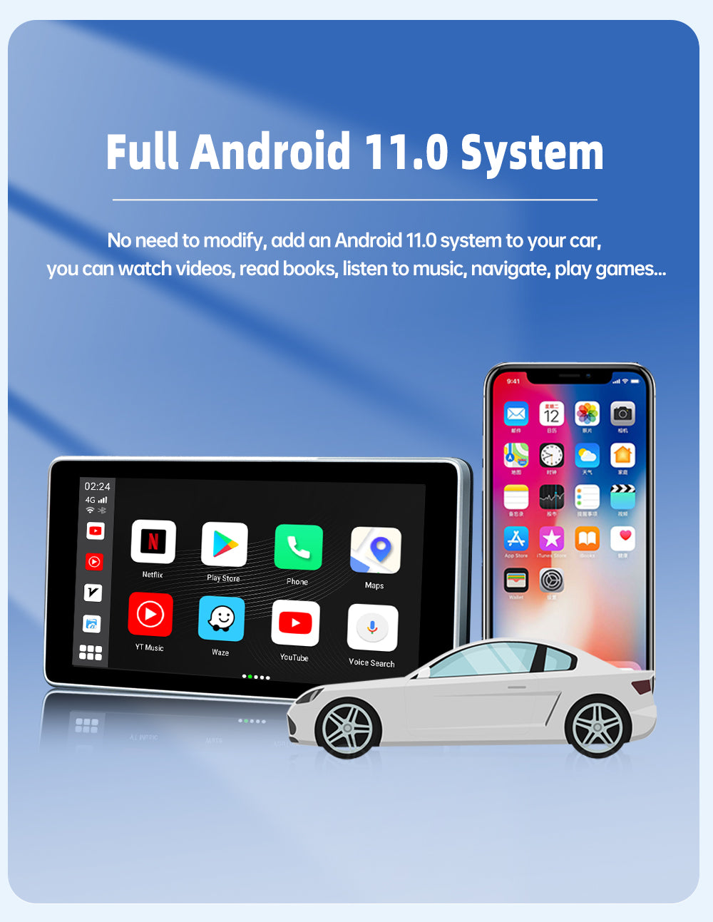 App2Car MINI 11 Multimedia Adapter for Wireless Carplay and Android Auto - Use Any App on Your Car's Head Unit