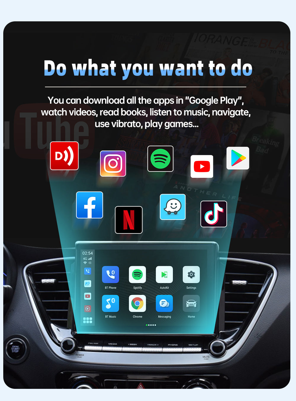 App2Car WS - AI Box for Cars with  Wireless CarPlay, Upgrade to multimedia streaming Netflix YouTube and more